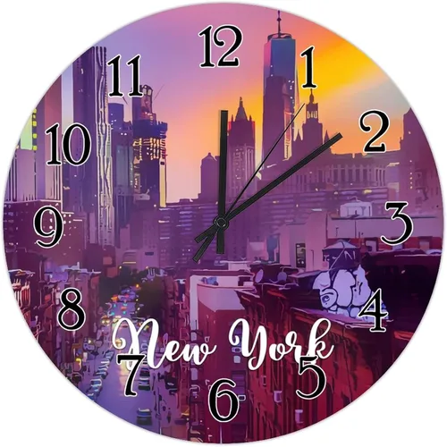 Miniatura 14 de Reloj de pared decorativo de madera de la ciudad de Estados Unidos, Nueva York, Ciudades en los Estados de Nueva York, relojes de regalo