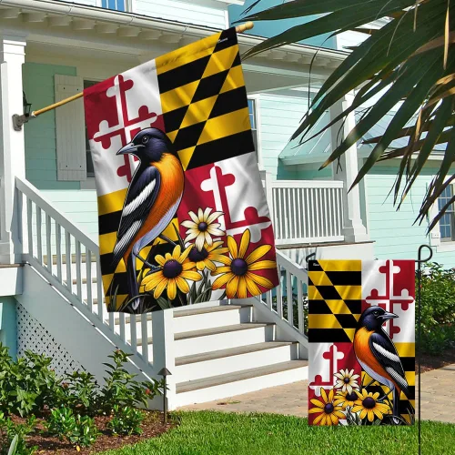 Miniatura 4 de FLAGWIX Bandera Americana - Bandera del Estado de Maryland con Oriole de Baltimore y Flor de Ojo Negro, Bandera Premium de Poliéster Decorativa