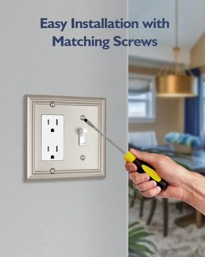 Miniatura 6 de Paquete de 1 Placa de Pared Combinada Toggle/Decorativa, Cubierta de Placa de Pared de Metal para Interruptor de Luz, Receptáculo, Interruptor