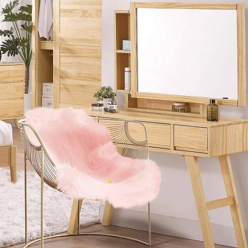 Miniatura 5 de Carvapet Funda de Silla de Piel de Oveja Sintética Suave de Lujo Cojín de Asiento Alfombras de Área de Piel Sintética Suave para Dormitorio, 2 pies