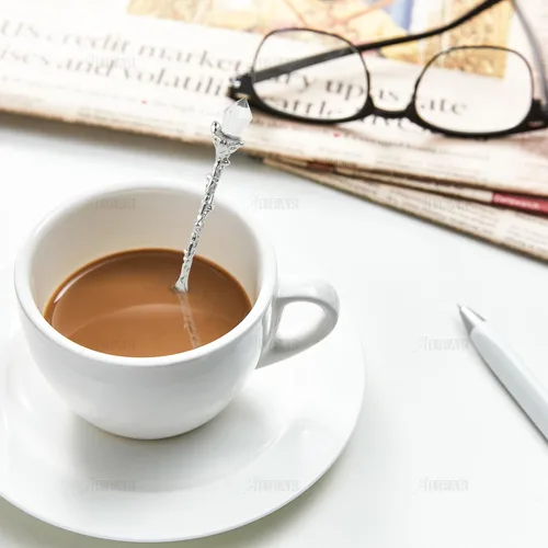 Miniatura 6 de AUEAR, Juego de cucharas decorativas de aleación antigua de cristal retro, para café, té, postre, mini helado, para oficina en casa (paquete de 5)