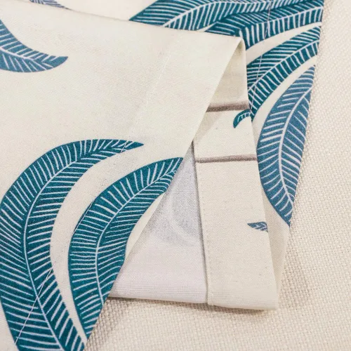 Miniatura 5 de VOGOL Cenefas azules para ventanas pequeñas, cenefas de ventana con estampado de hojas para sala de estar, cortinas cortas con bolsillo para barra