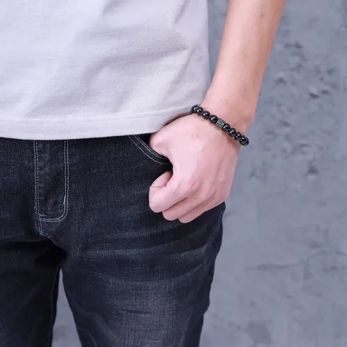 Miniatura 3 de COAI Pulsera de piedra turmalina negra pavimentada CZ