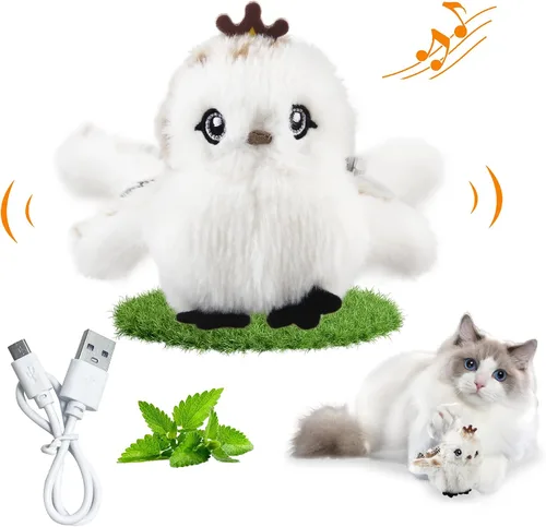 Miniatura 8 de Gigwi Flappy Bird - Juguete para gatos de interior, recargable y realista, juguete interactivo para gatos, pájaro aleteado, alas y canto animado