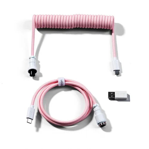 Miniatura 7 de Cable USB-C en espiral personalizado Keychron con conector de aviador, color negro, conector metálico desmontable de 5 pines (GX12), adaptador