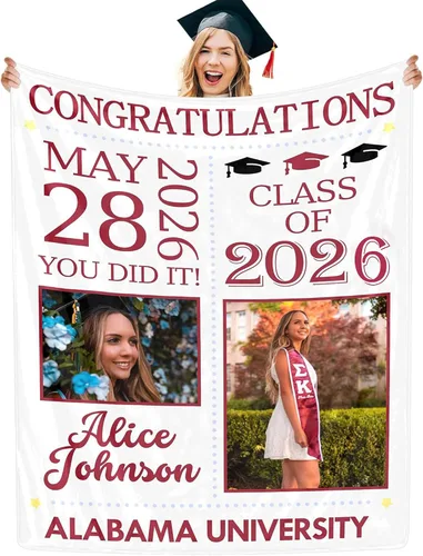 Miniatura 37 de Manta personalizada con collage de fotos, manta de fotos personalizada para graduados, manta personalizada, regalos para temporada de graduación