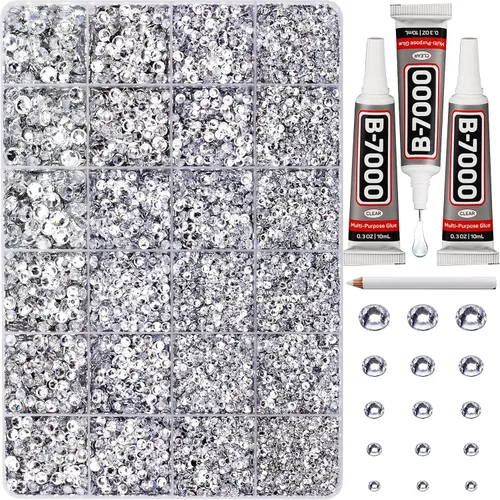 Miniatura 33 de 31000 piezas de diamantes de imitación para hacer brillar, kit de 3 mm de diamantes de imitación con parte trasera plana para manualidades, ropa