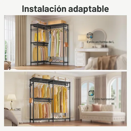 Miniatura 3 de VIPEK L4 Perchero de Ropa en Forma de L Perchero de Ropa para Esquina, Armario Guardarropa Portátil Independiente de Servicio Pesado Perchero