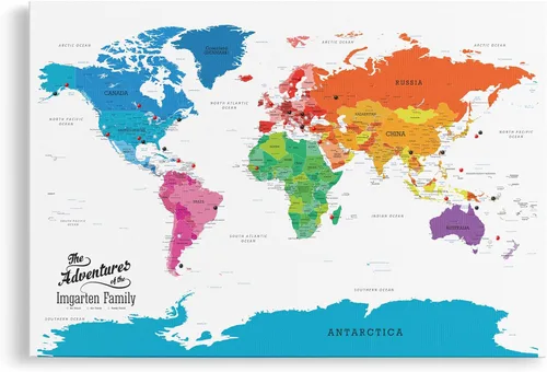 Miniatura 7 de Póster personalizado en lienzo enrollado con mapa del mundo, arte de pared grande de 24 x 36 pulgadas, póster de mapa del mundo colorido, decoración