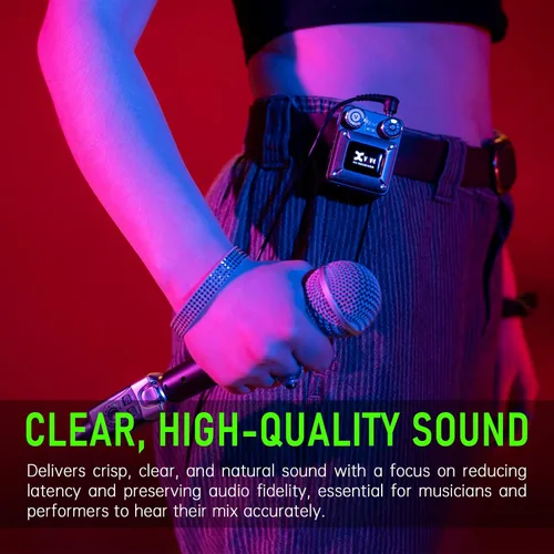 Miniatura 3 de Xvive U4 - Sistema de monitor inalámbrico intrauditivo transmisor profesional de sistema IEM y receptor de cinturón para estudio, ensayo de banda