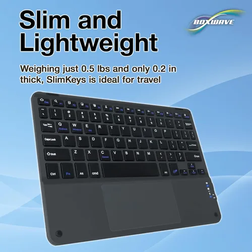 Miniatura 8 de BoxWave Teclado compatible con la tableta Chuwi Hi10, teclado Bluetooth SlimKeys con trackpad, panel táctil delgado portátil, color negro azabache