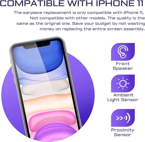 Miniatura 4 de Para iPhone 11 Auricular Altavoz Delantero Reparación 6.1 "Parte del oído con Sensor de Luz Ambiental Cable Flex Conector OEM Sensor de Proximidad