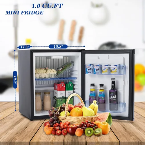 Miniatura 6 de Smad Mini refrigerador con cerradura y llave de 1.0 pies cúbicos, refrigerador compacto de 12 V/110 V, con bloqueo de refrigerador pequeño
