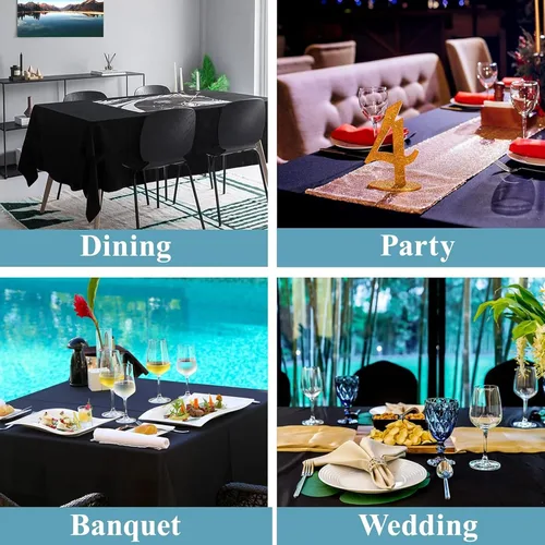 Miniatura 8 de Mantel rectangular de poliéster, manteles para mesas rectangulares de 6 pies, manteles de tela decorativa lavable para bodas, banquetes y campamento