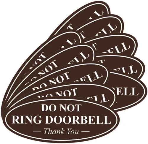 Miniatura 13 de All Quality Cartel de agradecimiento ovalado con texto en inglés «Do not Ring DOORBELL», color negro, pequeño, 1 paquete