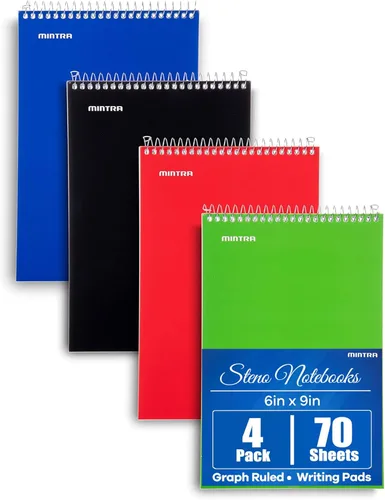Miniatura 12 de Mintra Office Steno Book - (colores pastel, 4 blocs por paquete, con rayas Gregg) – 6 x 9 pulgadas, 70 hojas, cuaderno para escribir notas