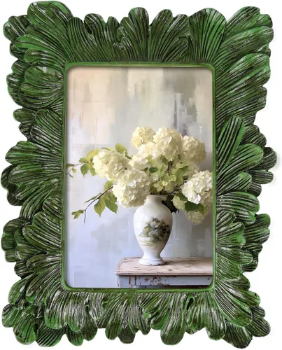 Miniatura 9 de Marcos de fotos vintage blancos para pared y mesa, marcos de fotos antiguos pequeños de 4 x 6 pulgadas con diseño floral adornado, estilo pintado a