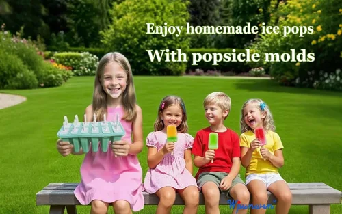 Miniatura 3 de Moldes de silicona para paletas con palitos de 12 cavidades, molde para helado con cepillo limpio, 12 varillas reutilizables, 50 varillas, 50 Azul