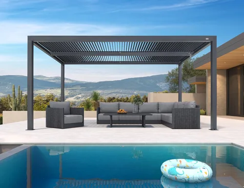 Miniatura 25 de PURPLE LEAF 94AS - Pérgola pequeña de aluminio compacto de 10 x 12 pies con techo rígido con listones ajustables para patio, cubierta de terraza