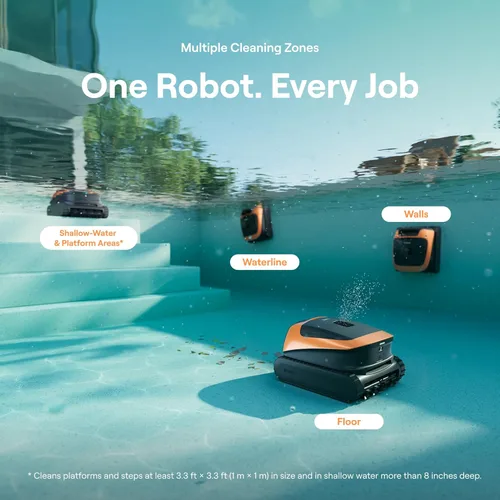 Miniatura 4 de Beatbot Sora 30 - Robot aspirador de piscina, limpiador 4 en 1 con limpieza de áreas poco profundas, 6800 GPH de potencia, estacionamiento