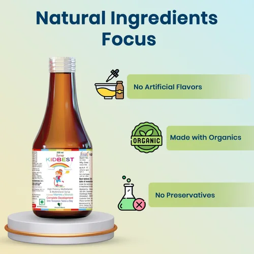 Miniatura 6 de Jarabe Multivitamínico Kidbest para Niños de 3-13 Años – Fórmula Líquida con 20 Nutrientes para el Apetito, Inmunidad y Crecimiento – Vitaminas