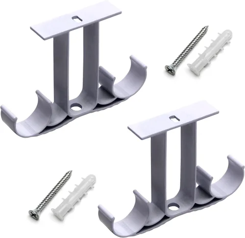 MroMax Paquete de 2 soportes de barra de cortina para colgar en el techo, soportes de barra de cortina dobles para cortinero, aleación de aluminio,