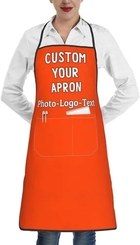Miniatura 11 de Delantales personalizados para adultos, delantal personalizado con logotipo de foto, delantal impermeable con 2 bolsillos