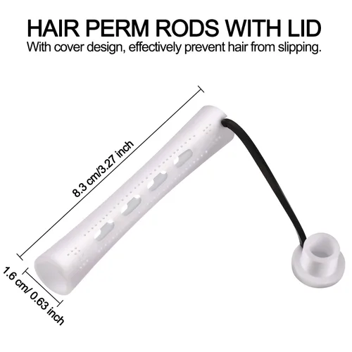 Miniatura 2 de WILLBOND 60 varillas permanentes para cabello largo, de plástico, rizadores de ondas frías, rodillo para peinar el cabello, herramientas de Blanco