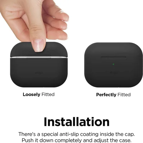 Miniatura 5 de elago Funda compatible con AirPods Pro 2 (2022), funda de silicona con cordón compatible con Apple AirPods Pro de 2ª generación, LED frontal Negro