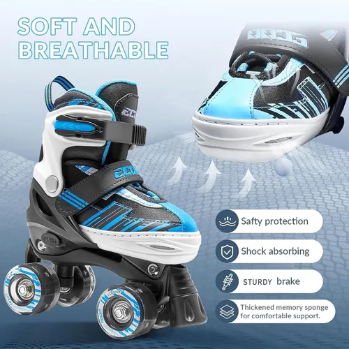 Miniatura 4 de Patines de ruedas para niñas y niños de 4 a 12 años, patines ajustables para niños pequeños de 4 tamaños, ruedas iluminadas para principiantes