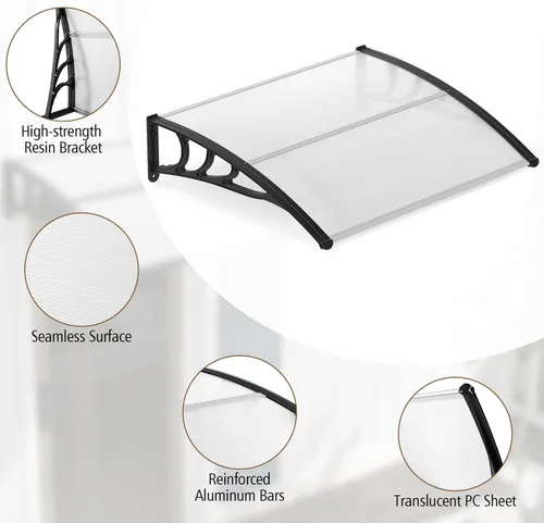 Miniatura 8 de Tangkula 2 Pack 30" x 39" Window Awning, Modern Polycarbonate Overhead Door Awning with Hollow Sheet for Rain Snow Sunlight Protection, UPF 50+