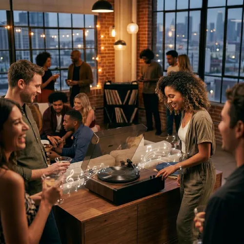 Miniatura 7 de Tocadiscos de vinilo con altavoces integrados, tocadiscos Bluetooth todo en uno para 33/45 RPM, tocadiscos de alta fidelidad para discos de vinilo