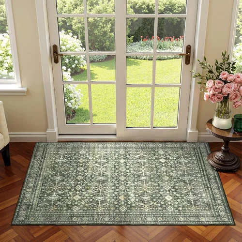 Miniatura 42 de Lofus Alfombra de pasillo de 2 x 10 pies para pasillos, alfombra verde lavable con parte trasera de goma antideslizante, alfombra suave de pelo bajo
