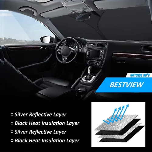 Miniatura 7 de Bestview Parasol para parabrisas para Ford Escape 2020-2025, ajuste personalizado, protector de parasol para ventana delantera, bloquea los rayos UV