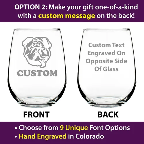 Miniatura 3 de Copa de vino personalizada Bulldog sin tallo, vasos grandes, regalos lindos para los amantes de los perros con bulldogs ingleses, vasos