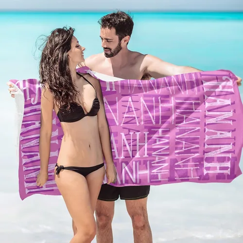 Miniatura 3 de Toalla de playa con nombre personalizado para adultos, niños, toalla de playa súper suave de secado rápido para niñas y niños, toalla de playa