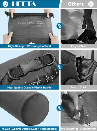 Miniatura 4 de HEETA Bolsa Seca Impermeable para Mujeres y Hombres, 5L/10L/20L/30L/40L Tapa Enrollable Bolsa de Almacenamiento Seca Ligera Mochila con Funda