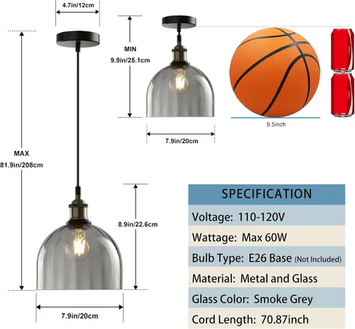 Miniatura 6 de Lámparas colgantes modernas para isla de cocina, accesorios de iluminación de techo colgantes rústicos industriales, lámpara de araña de cúpula