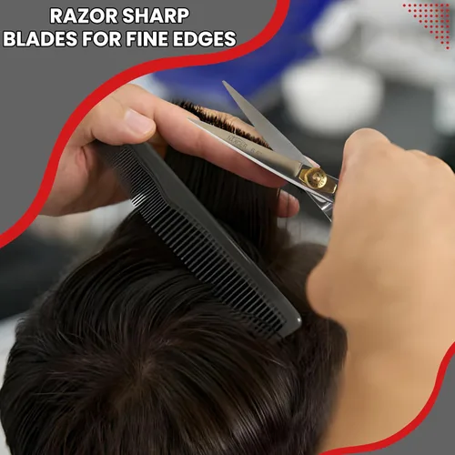 Miniatura 7 de Tijeras de corte de pelo – Serie de tijeras de afeitar afiladas – 6.5 pulgadas con ajuste fino – Tijeras de pelo de acero inoxidable profesionales