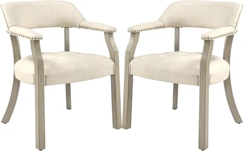 Miniatura 27 de Sillas de comedor con tapizados y brazos, silla de escritorio de oficina con remaches de metal. Sillas de capitán de jefe de PU, taburetes