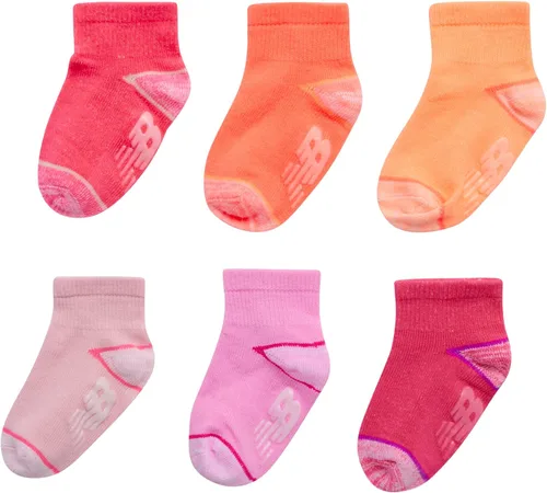 Miniatura 3 de New Balance Calcetines para bebé, paquete de 12 calcetines de corte de cuarto, calcetines antideslizantes (bebébebé)