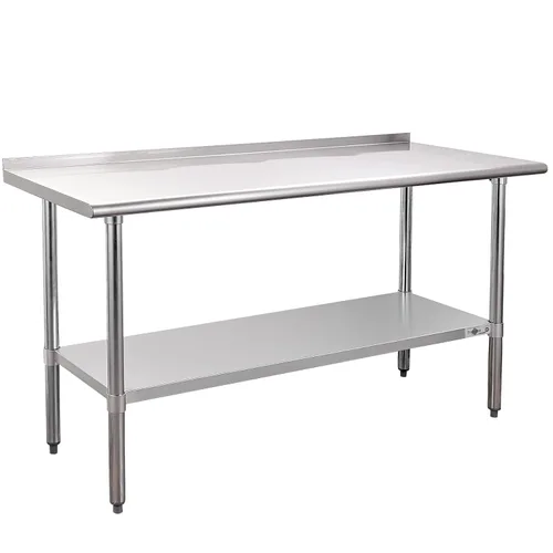 Miniatura 26 de Profeeshaw mesa de trabajo, de uso comercial, de acero inoxidable NSF con protector contra salpicaduras y estante inferior, para cocina, restaurante