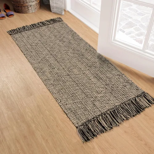 Miniatura 54 de Collive - Tapete de pasillo de cocina, 2 x 4.3 pies, tejido a mano, reversible, lavable, de algodón, color blanco/beige, para baño, pasillo