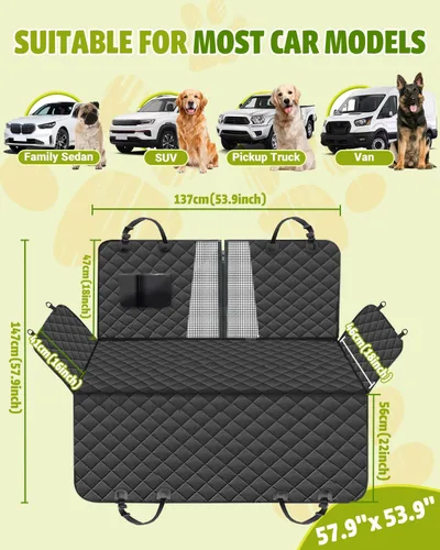 Miniatura 2 de Funda de asiento de coche para perros, funda de asiento para perros 600D resistente y duradera para asiento trasero, hamaca para perros 100%