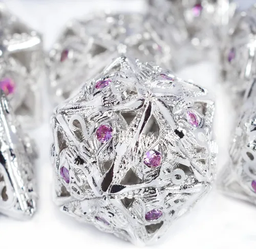 Miniatura 8 de RULE DICE Juego de dados DND de metal, 7 piezas de dados de dragón mágico cautivo D& Dice Set, diseño único, fantásticos dados de metal poliédricos