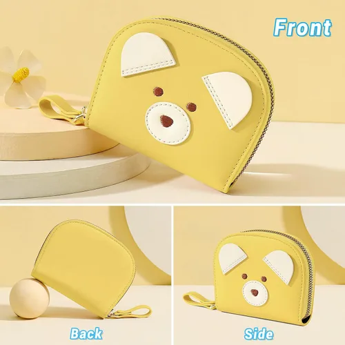 Miniatura 2 de YINHEXI RIFD - Bonita cartera con tarjetero para mujeres y hombres, pequeña cartera de cuero con cremallera para tarjetas de crédito para mujeres
