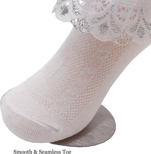 Miniatura 5 de Xiyadun 5 pares de calcetines de algodón de encaje con volantes para bebés y niñas pequeñas