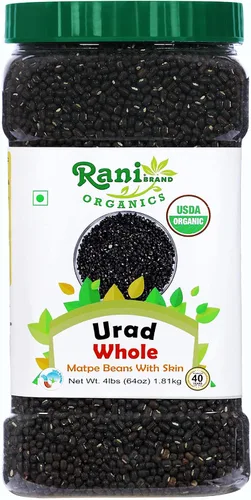 Miniatura 21 de Rani Organic Urid/Urad Entero Negro (frijoles mate con piel) Lentejas indias 32oz (2 libras) Tarro PET de 32.03 oz ~ Todo natural Vegano Apto