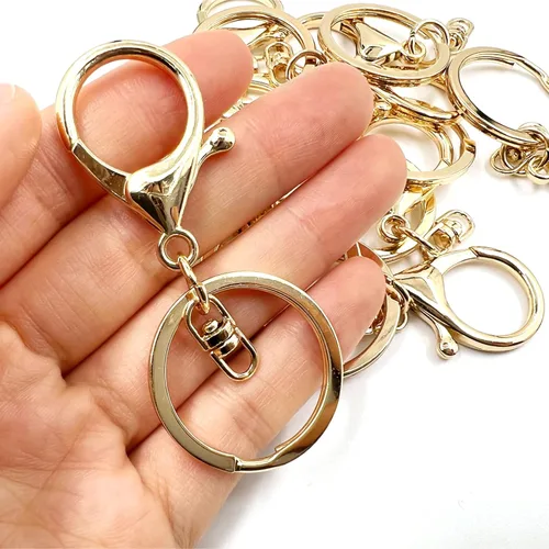 Miniatura 3 de 10 ganchos giratorios con cierre de langosta, clips de gatillo de mosquetón con anillo de llavero dividido plano y 8 clips giratorios