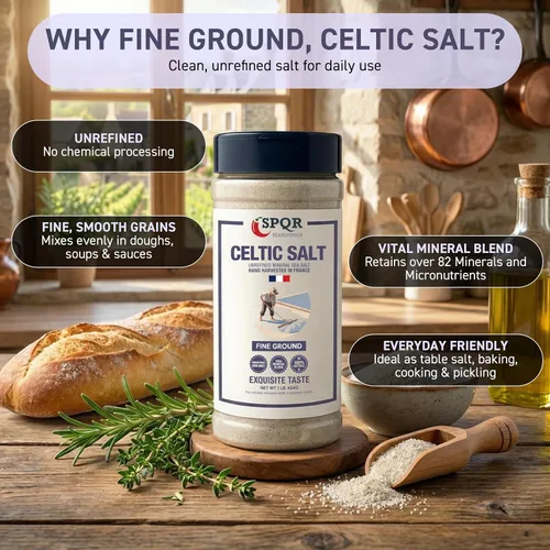Miniatura 4 de Sal celta Molida fina Sal marina mineral sin refinar cosechada a mano en Francia XL 1 libra Botella por SPQR Seasonings